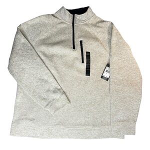 NEW Old River Mens Quarter Zip Fleece Sweater Pull-over Oatmeal XXL Blue Trim